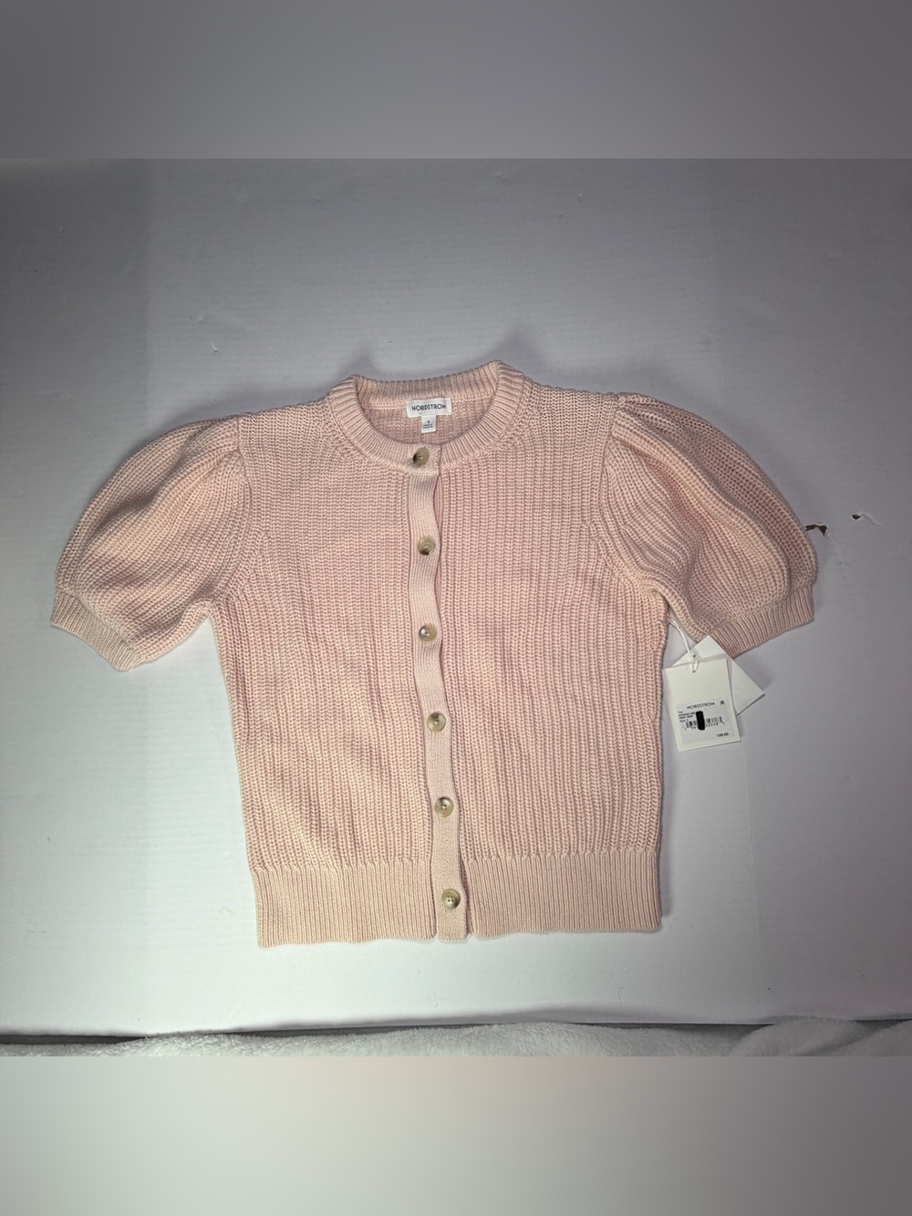 Flawed NWT $129 Nordstrom Pink Short-Sleeve Knit Cardigan